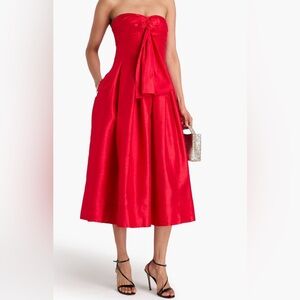 NICHOLAS Strapless Knotted Shantung Dress